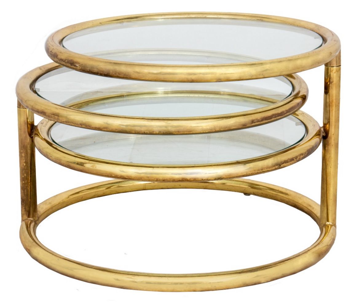 MODERNIST BRASS AND GLASS TABLE, 1970S