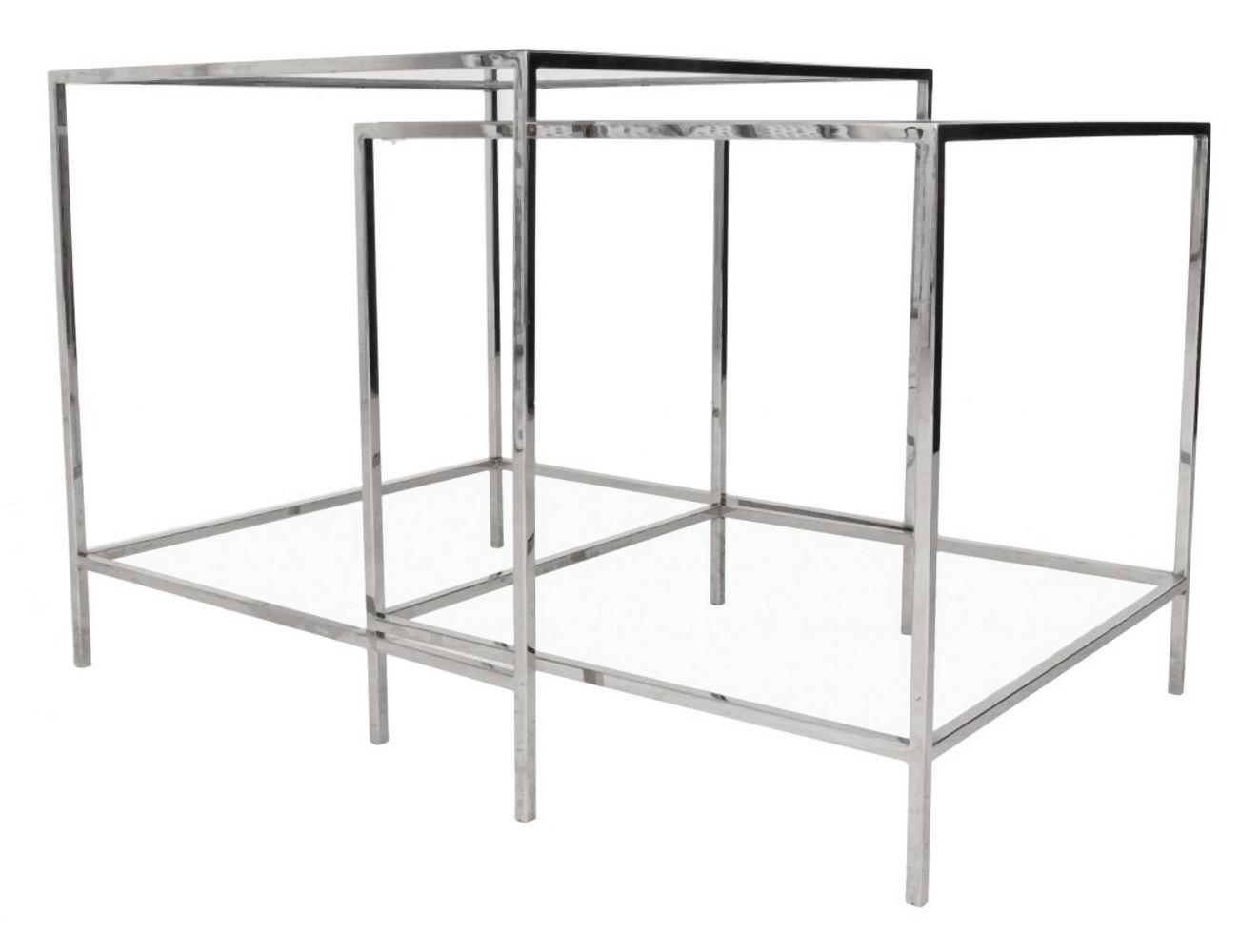 CHROME AND GLASS NESTING TABLES  3ce9a5