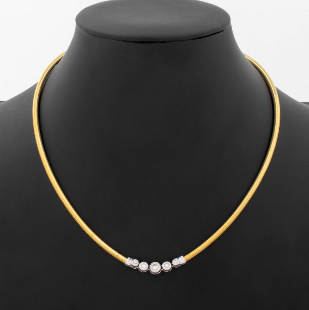 14K YELLOW & WHITE GOLD DIAMOND NECKLACE