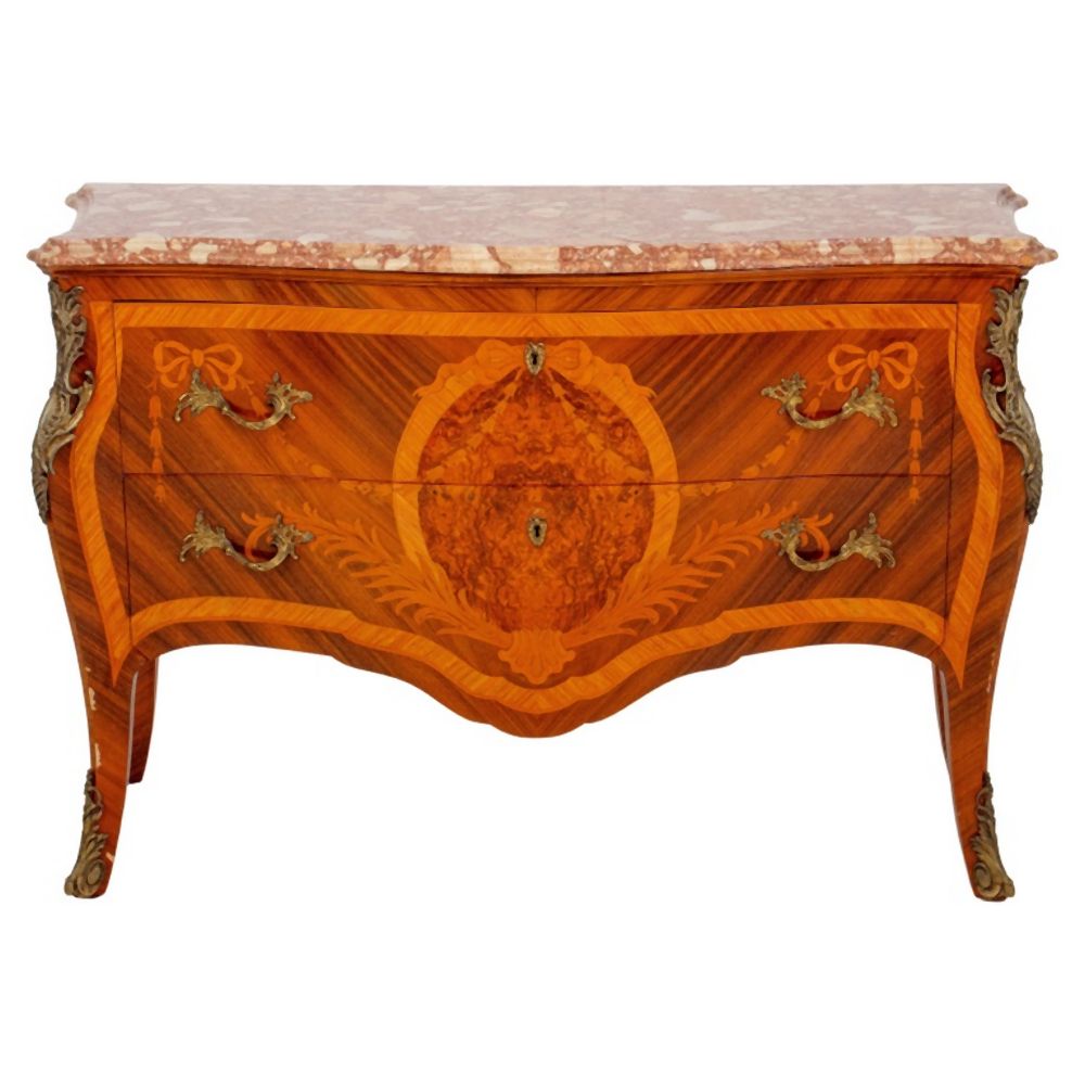 LOUIS XV STYLE MARQUETRY TWO DRAWER