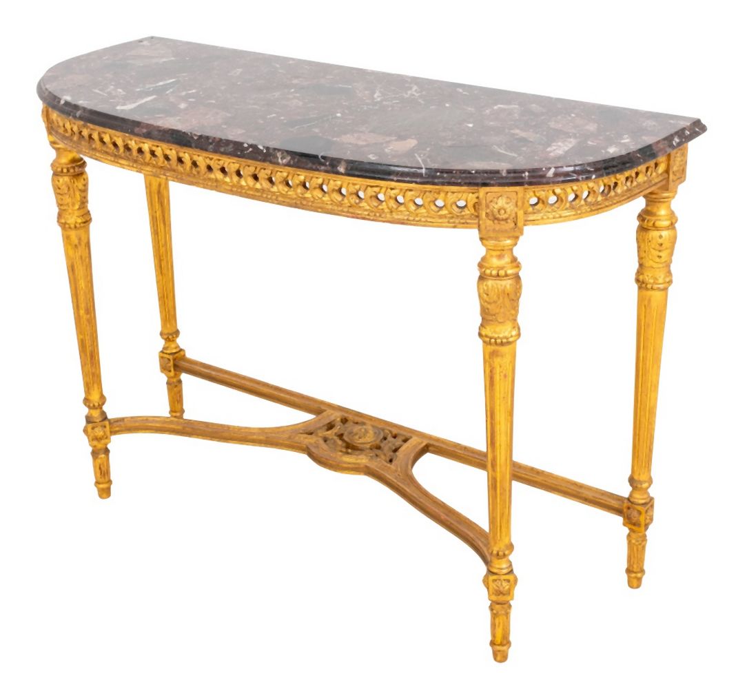 LOUIS XVI STYLE GILTWOOD AND MARBLE