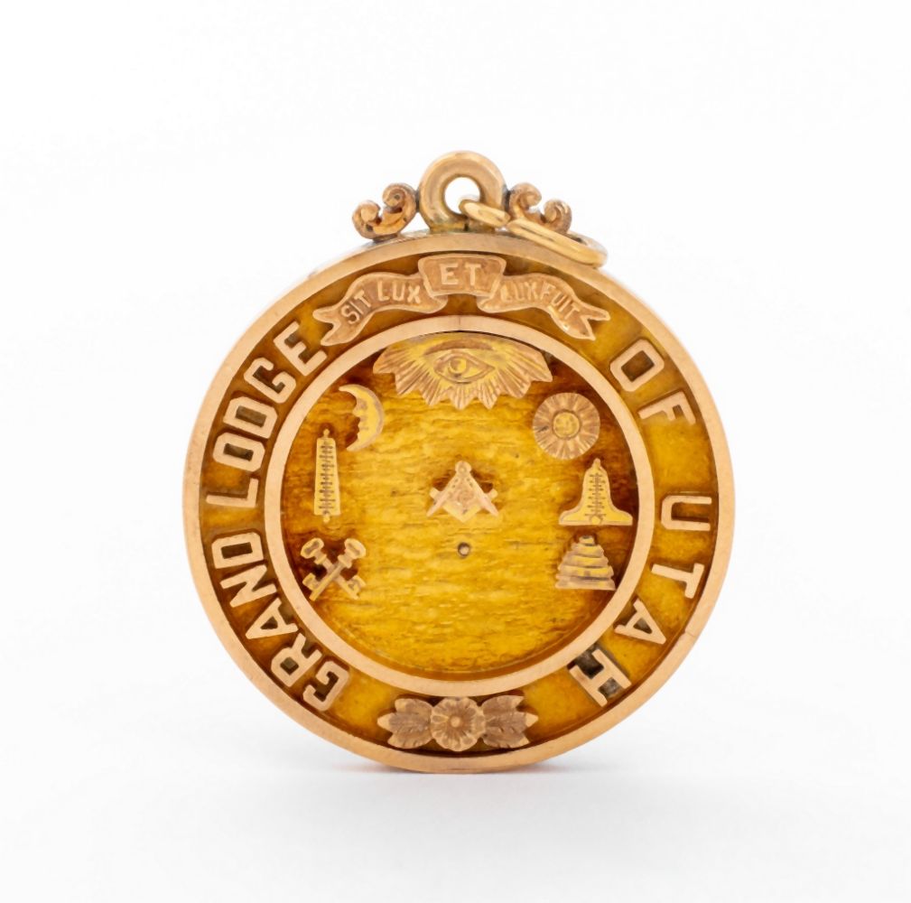 ANTIQUE 14K MASONIC BADGE MEDAL GRAND