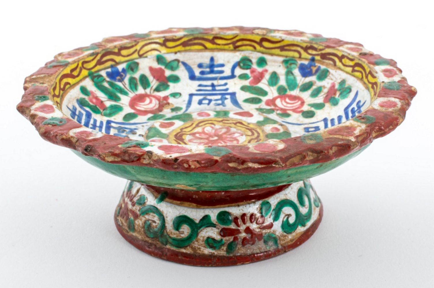 BENCHARONG THAI CERAMIC ALTAR TAZZA,