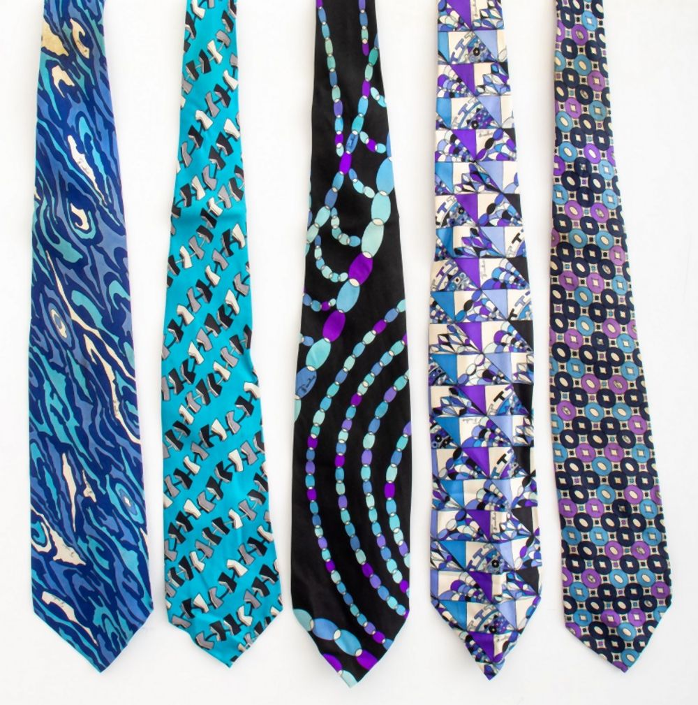 EMILIO PUCCI BLUE TONED SILK TIES  3ceb9d