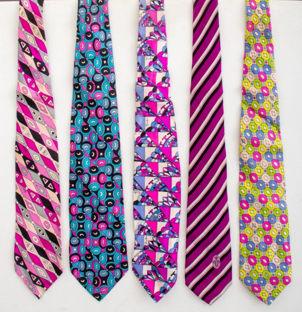 EMILIO PUCCI COLORFUL SILK TIES,