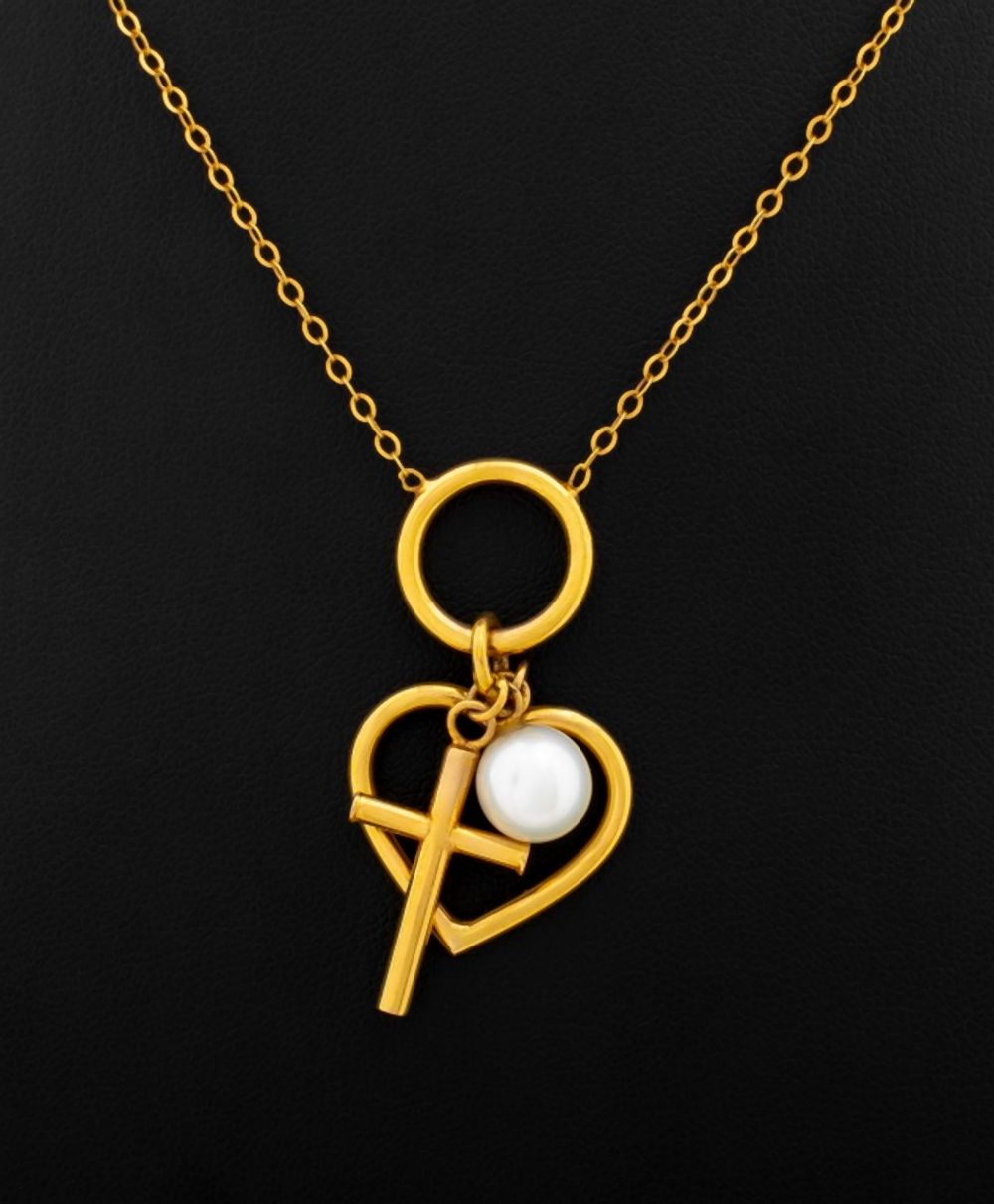 14K YELLOW GOLD CHARM PENDANT NECKLACE