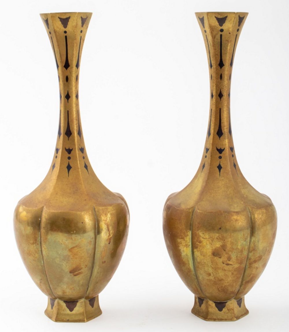 JAPANESE ART DECO GILT BRONZE VASES  3cebe2