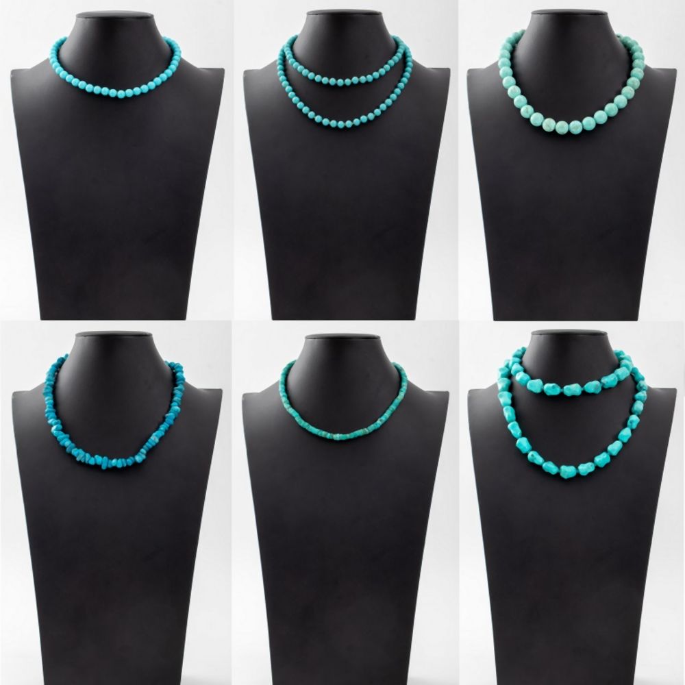 TURQUOISE BEAD NECKLACES, 6 Six