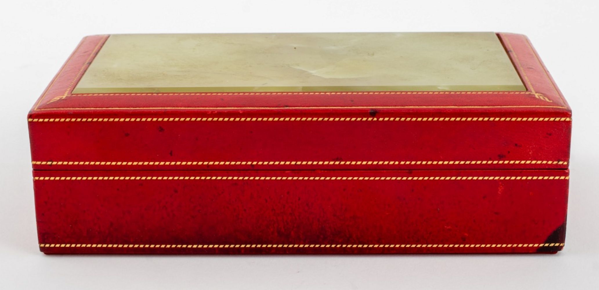 ITALIAN ONYX MOUNTED GOLD RED LEATHER