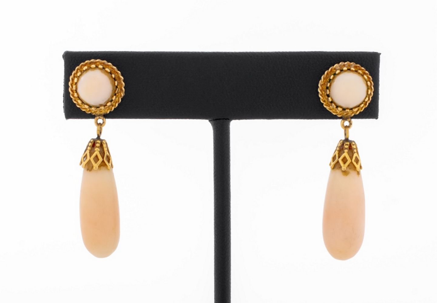 14K YELLOW GOLD ANGELSKIN CORAL DROP