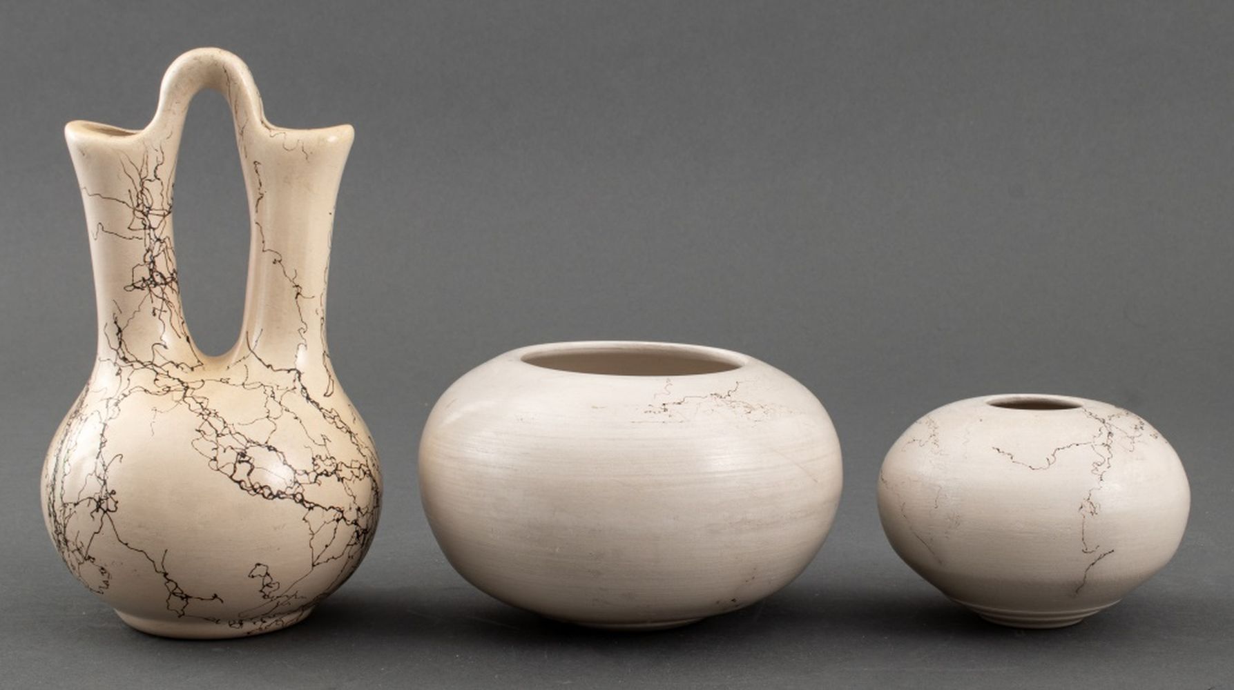 HORSEHAIR CERAMIC VESSELS 3 Three 3ced93