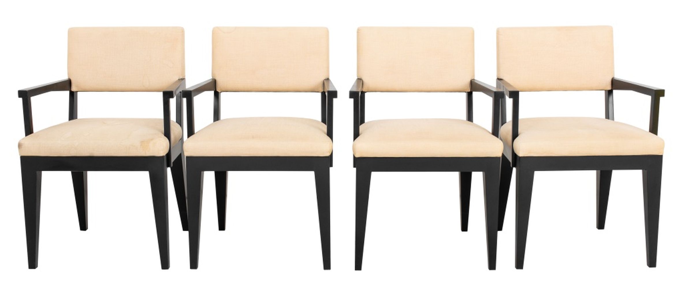 LIAIGRE STYLE EBONIZED WOOD DINING CHAIRS,