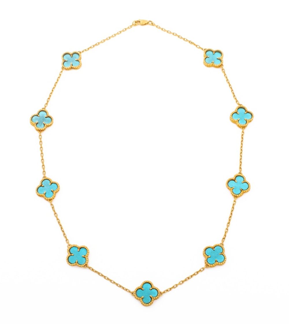 18K YELLOW GOLD TURQUOISE ALHAMBRA