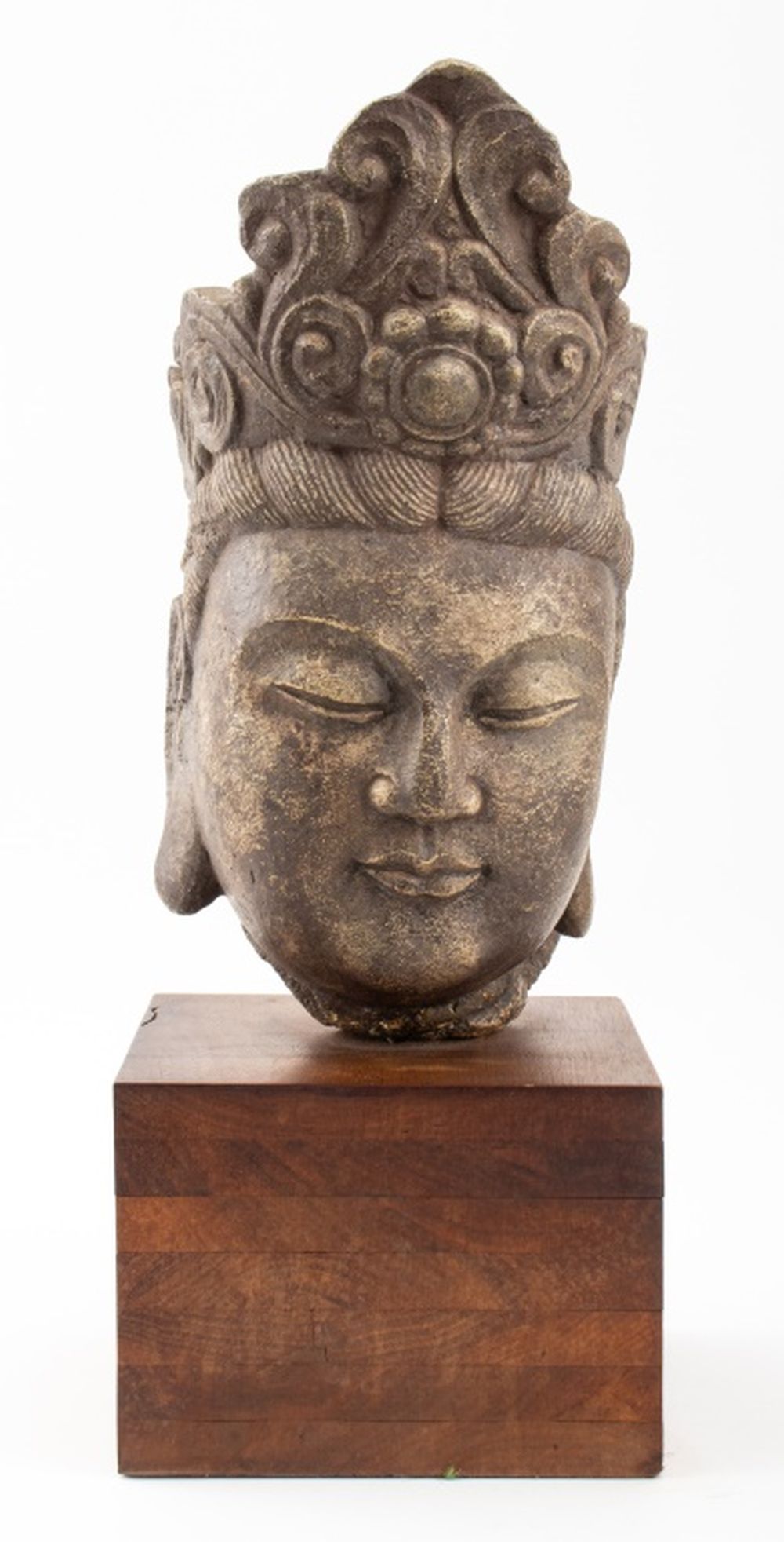 CHINESE STONE GUANYIN HEAD SCULPTURE 3ceddb