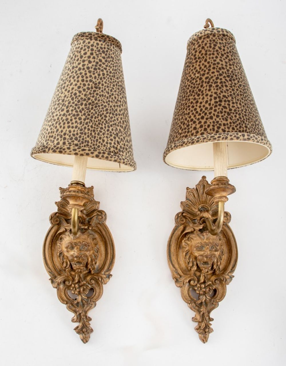 ROCOCO REVIVAL LION MASQUE WALL SCONCES,