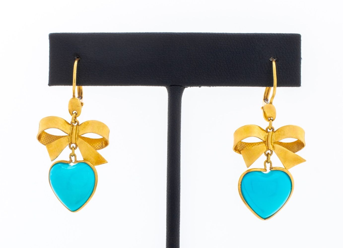 18K TURQUOISE HEART DROP EARRINGS