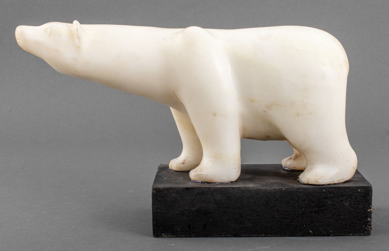 CARVED WHITE ALABASTER POLAR BEAR