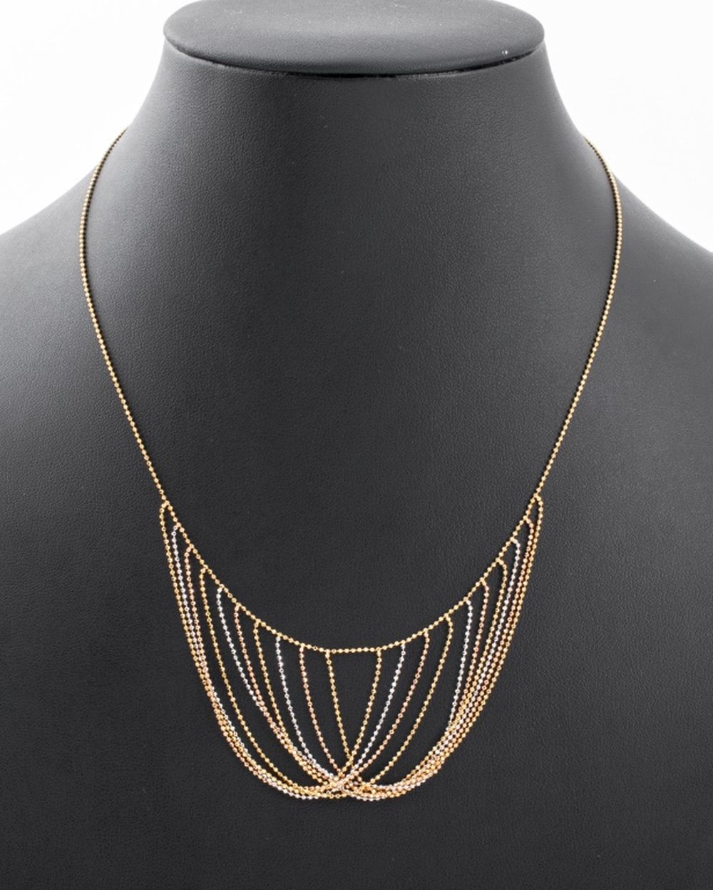 14K TRI GOLD DIAMOND CUT BIB NECKLACE 3cee8e