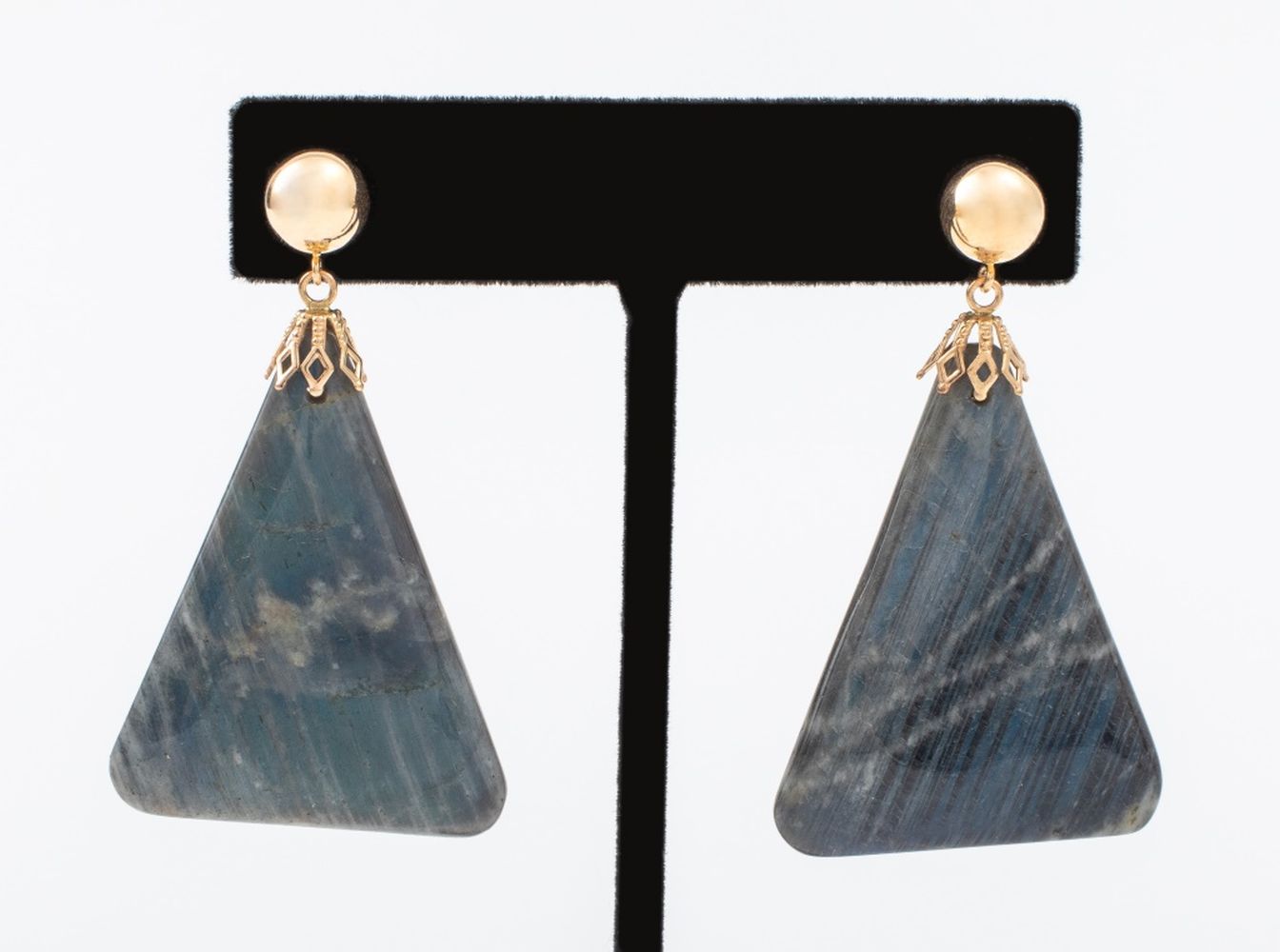 14K YELLOW GOLD TRIANGULAR LABRADORITE