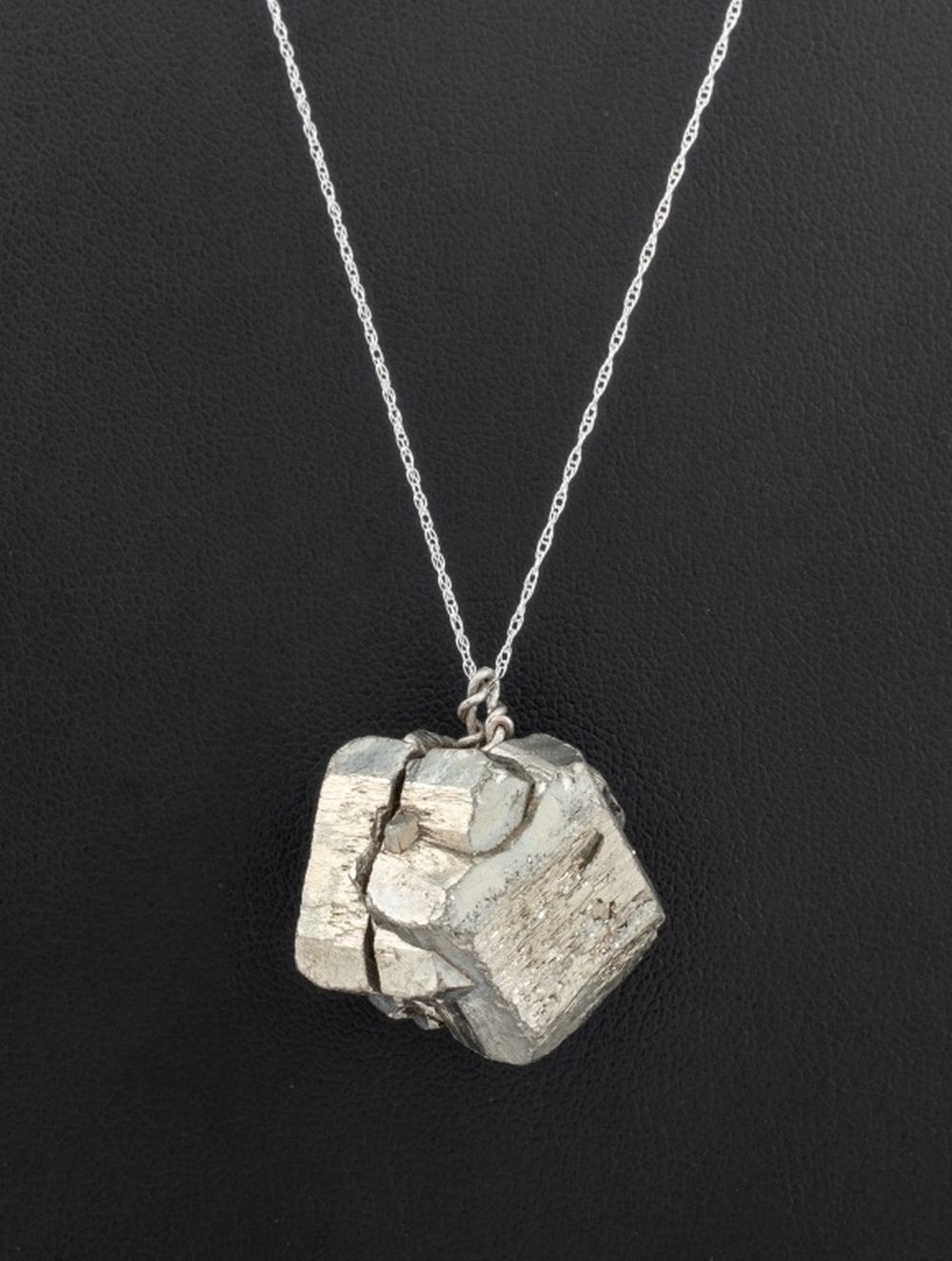 10K WHITE GOLD ROUGH PYRITE GEMSTONE 3ceee0