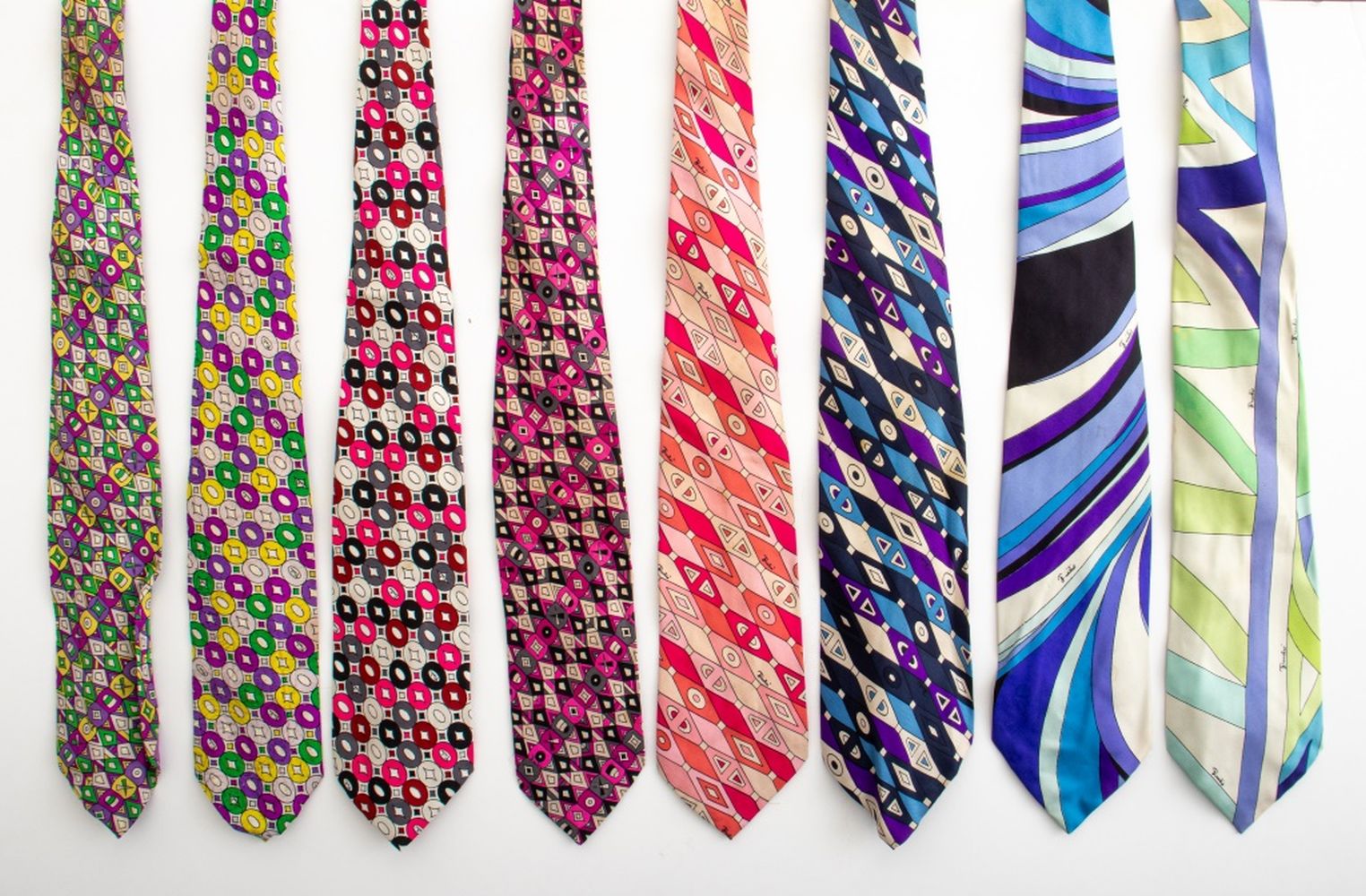 EMILIO PUCCI COLORFUL SILK TIES,