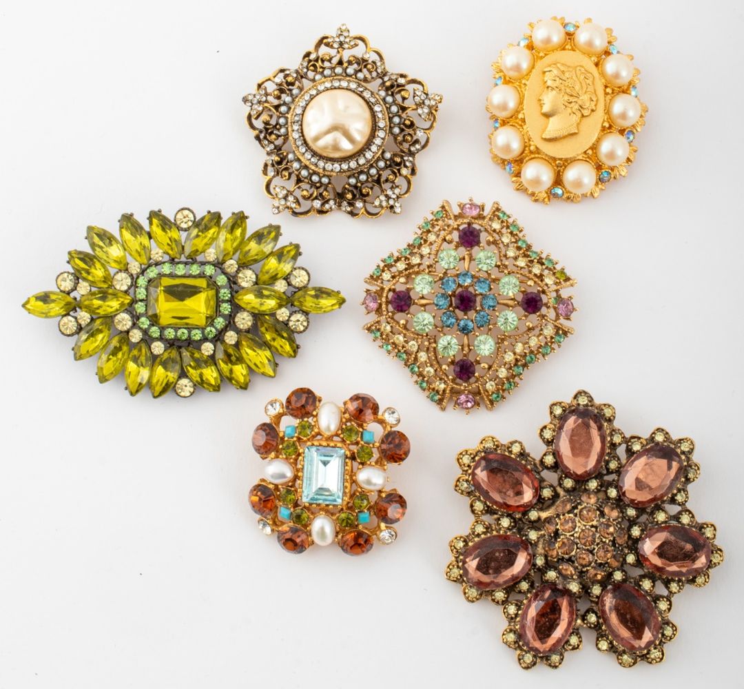 YOSCA, GRAZIANO, ETC. GEM-SET BROOCHES,