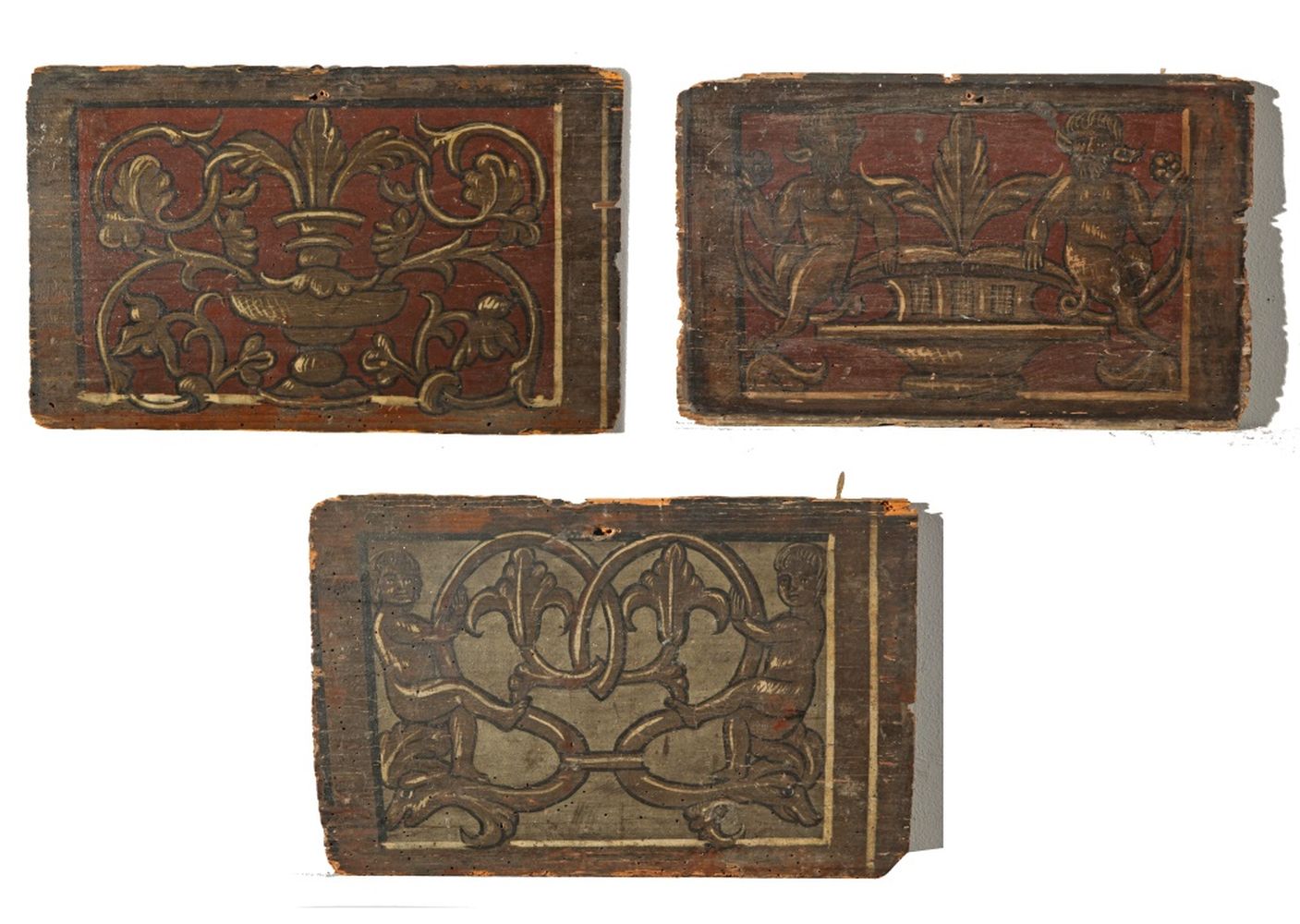 ITALIAN PAINTED WOOD DONKEY CART PANELS,