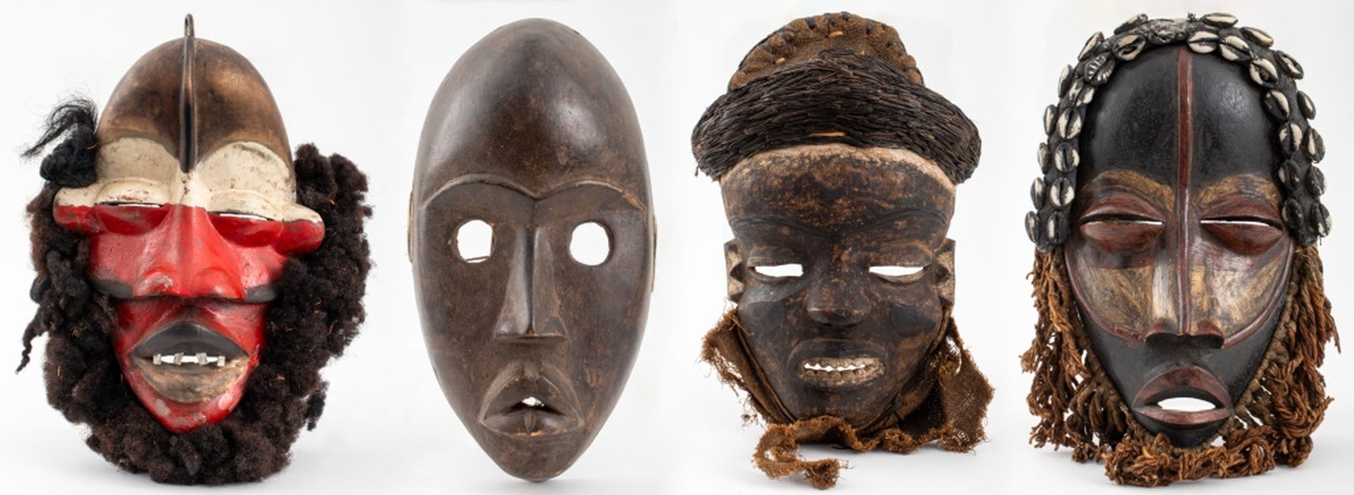 DAN AFRICAN CEREMONIAL CARVED WOOD MASKS,