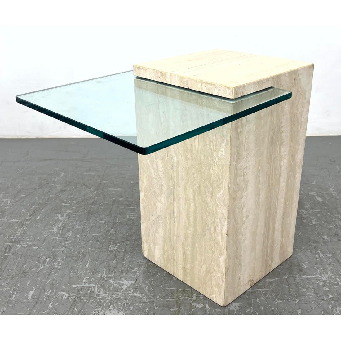 Modernist Travertine Marble Glass