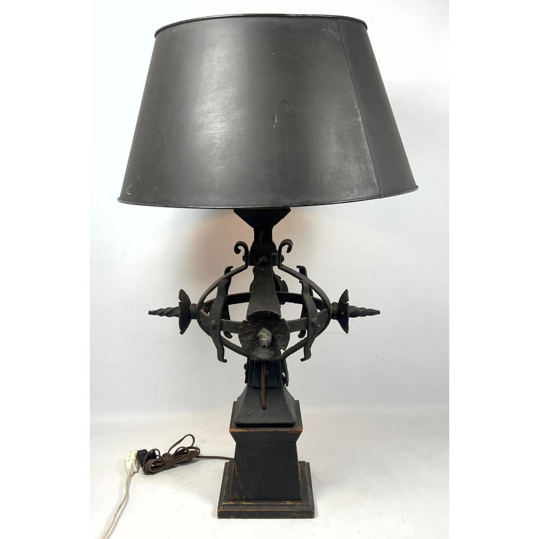 Architectural Iron Lamp and Wood