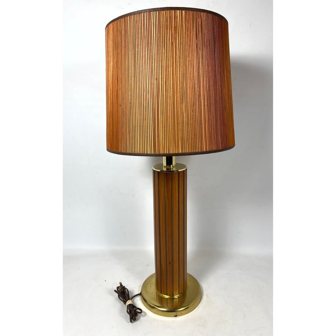 1950s Grooved Wood Table Lamp with