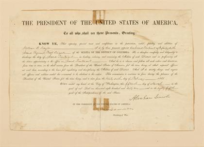1 piece.  Document Signed. Lincoln,