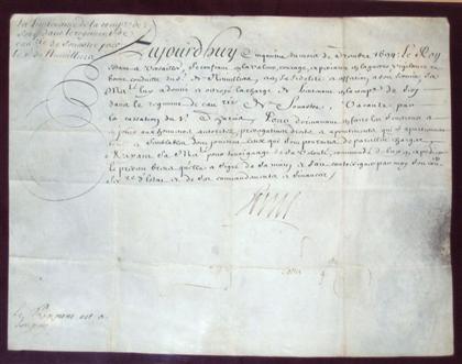 1 piece.  Document Signed. Louis