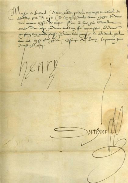 1 piece.  Letter Signed. Henri