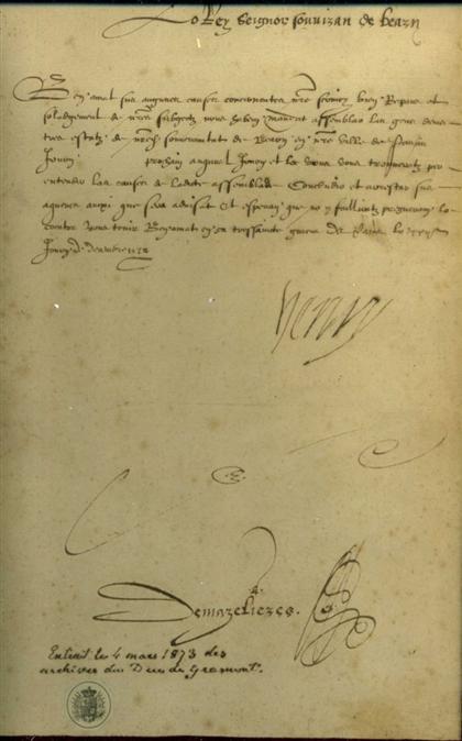 1 piece.  Letter Signed. Henri