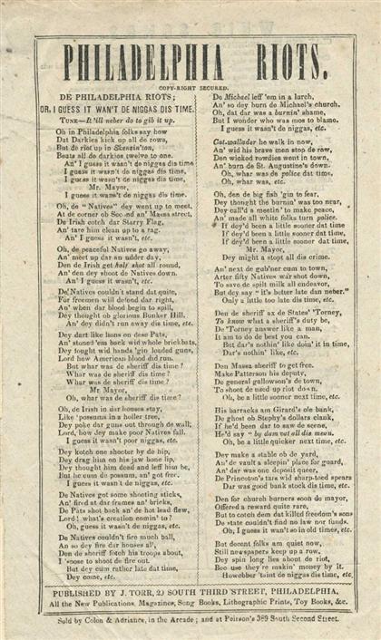 1 piece.  Printed Song Sheet.