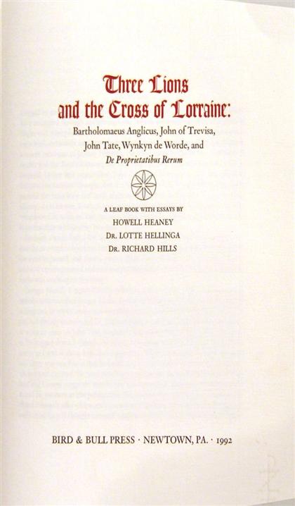 1 vol.  (Bird & Bull Press.)