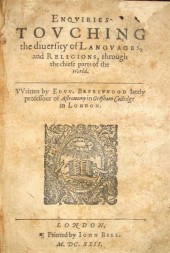 1 vol.  Brerwood, Edw(ard). En