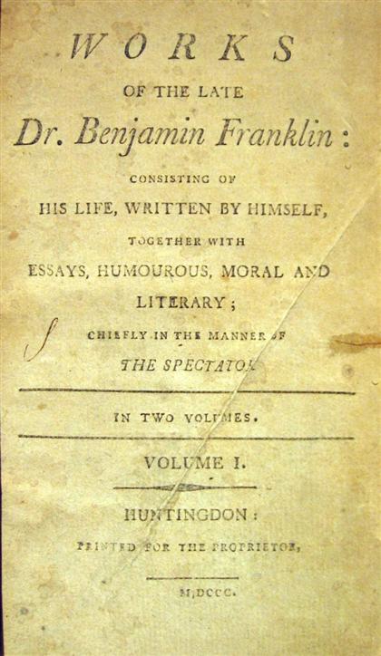 1 vol.  Franklin, Benjamin. Works