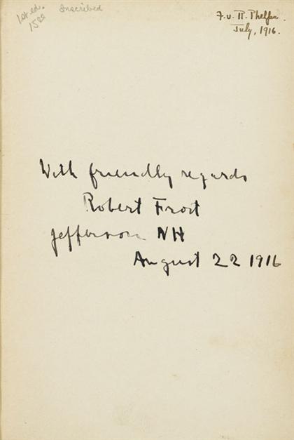 1 vol.  Frost, Robert. A Boy's