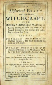 1 vol.  Hutchinson, Francis. A