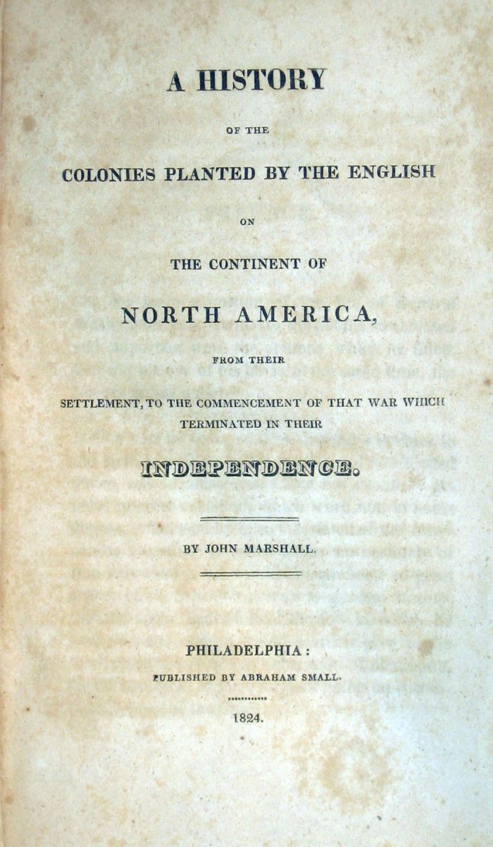 1 vol.  Marshall, John. A History