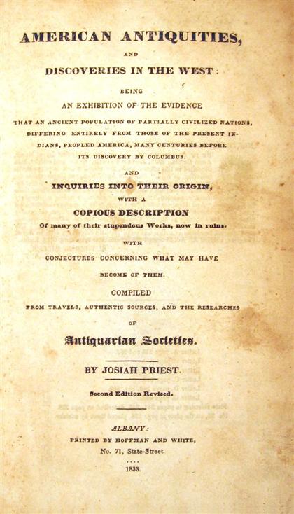 1 vol.  Priest, Josiah. American