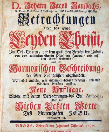 1 vol.  Rambach, Johann Jacob.
