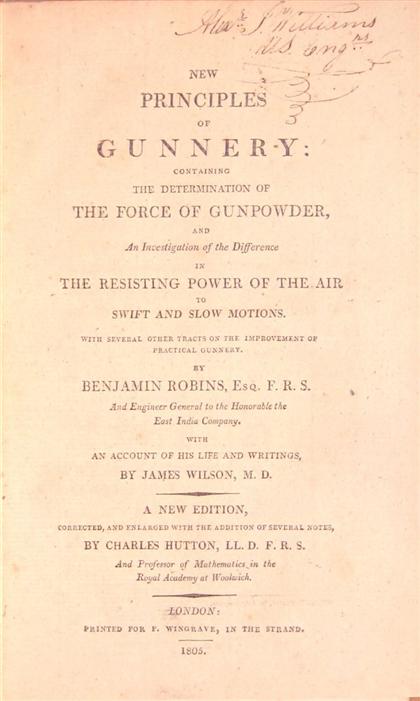 1 vol.  Robins, Benjamin. New