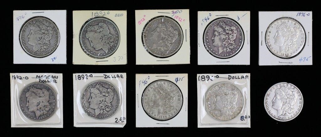 10 1892 AND 1896 MORGAN SILVER