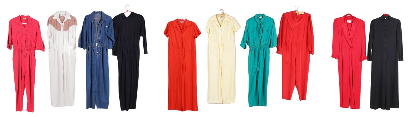 (10) 1980's jumpsuits, wool, denim,