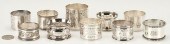 10 ANTIQUE SILVER NAPKIN RINGS