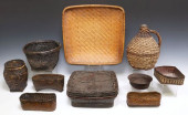 (10) ASIAN WOVEN RATTAN BASKET