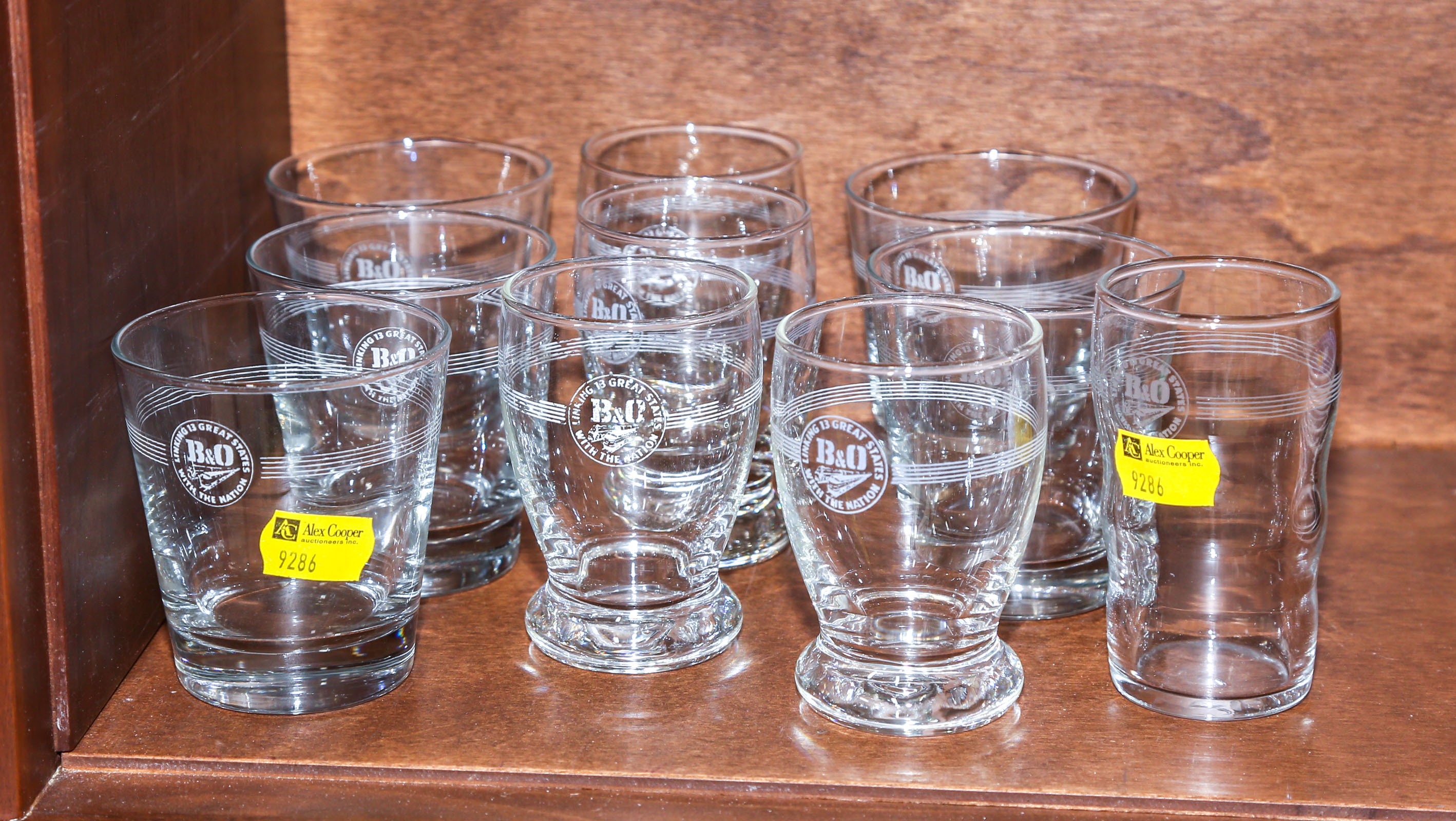 10 B & O GLASSES 20th century;